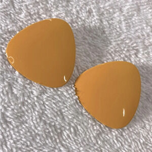 Vintage  Yellow Painted Metal Rounded Triangle Clip On Earrings
